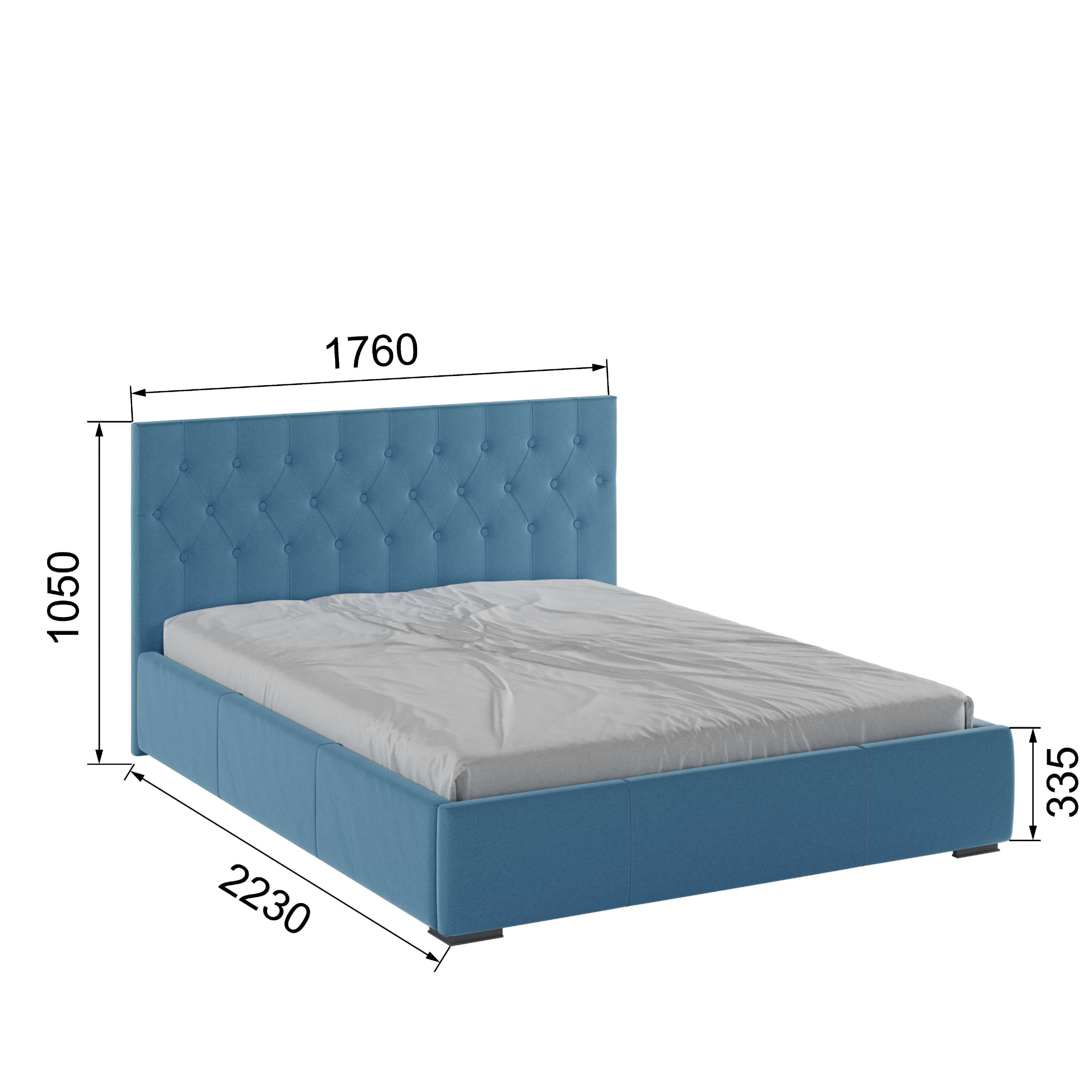 Корпус Октавия интерьерной кровати (1,6м) светло-голубой ромб