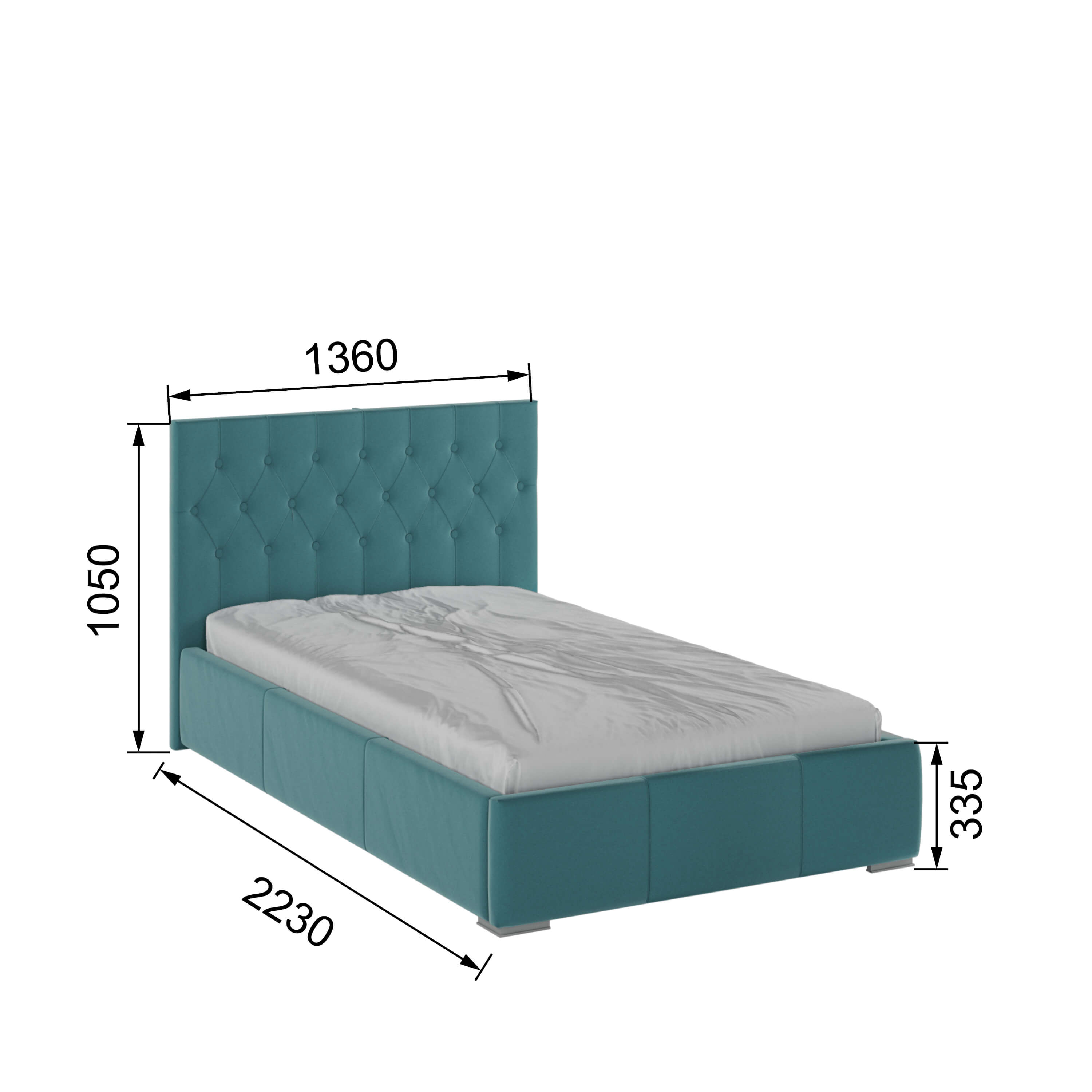 Корпус Октавия интерьерной кровати (1,2м) бирюза ромб