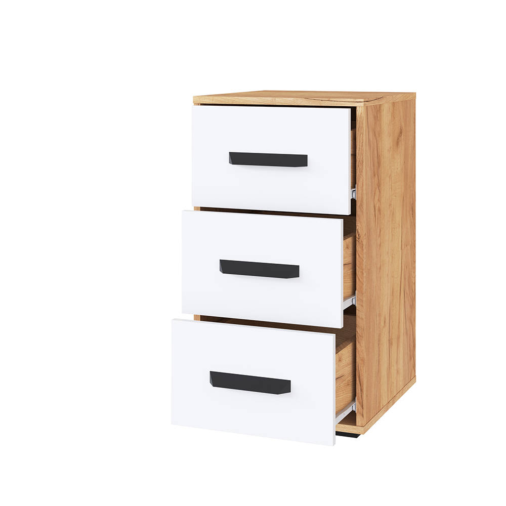 МС Квартет-13 Тумба с ящиками дуб крафт золотой/белый