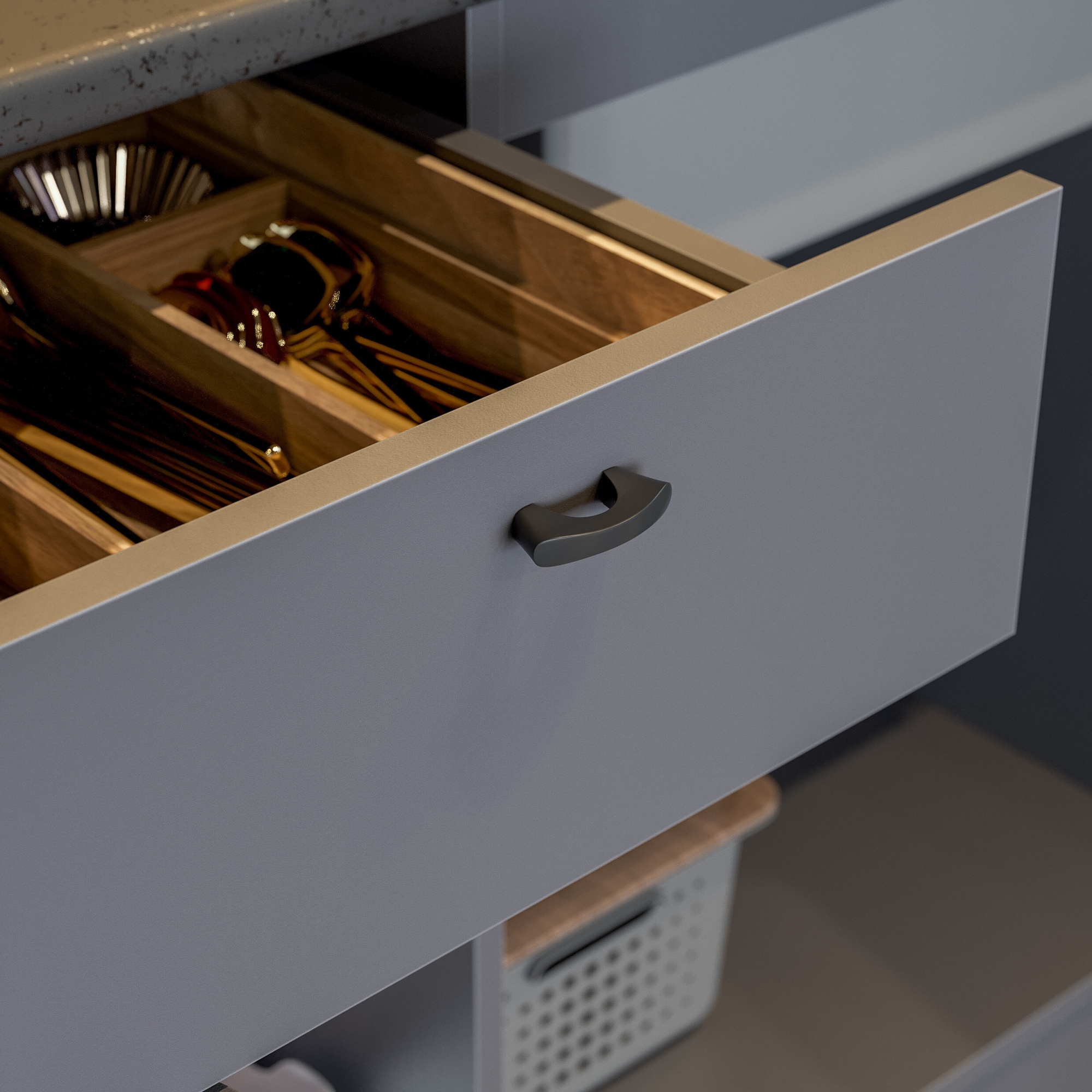 Кухонный гарнитур "Энни" (1,6 м) графит серый/черный